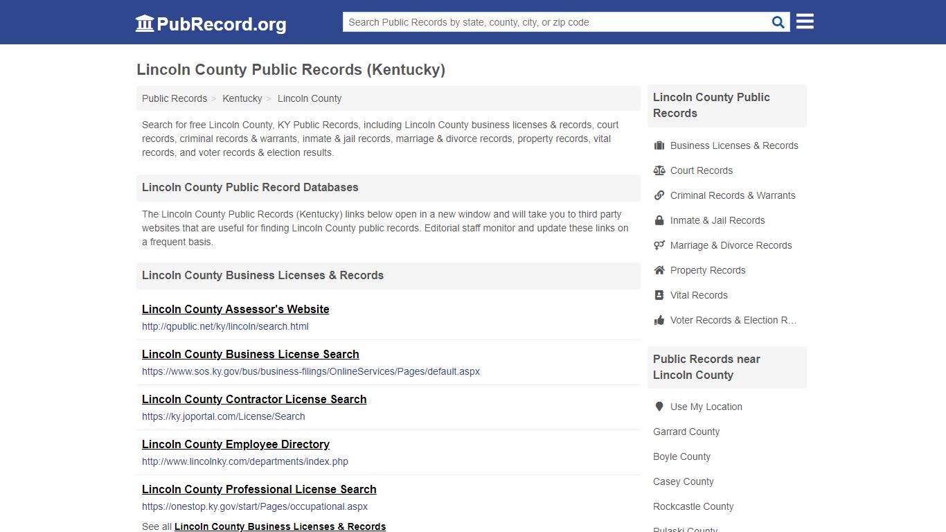 Free Lincoln County Public Records (Kentucky Public Records)