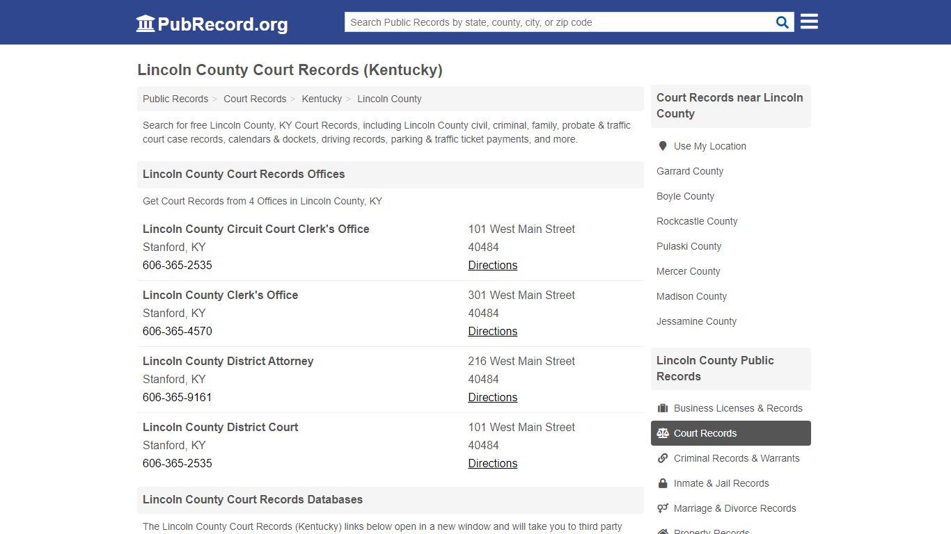 Free Lincoln County Court Records (Kentucky Court Records)
