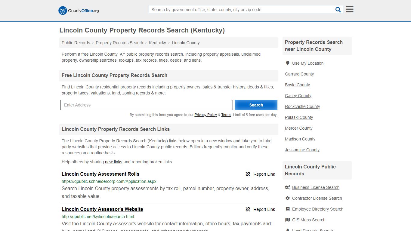Lincoln County Property Records Search (Kentucky) - County Office